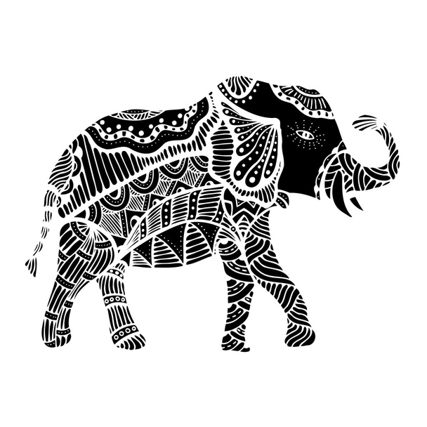 Black Indian elephant.  - Vettoriali, immagini