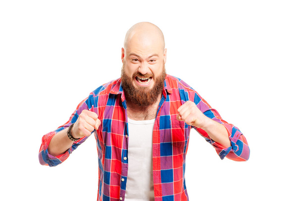 Young bearded man shouting - Foto, afbeelding