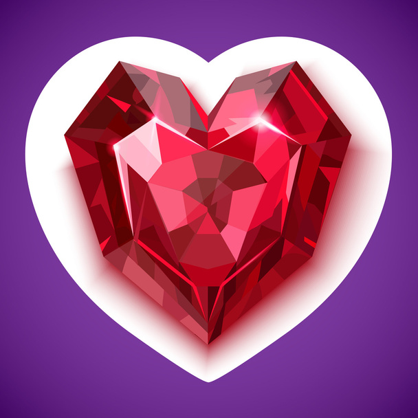 Rubin piros szögletes szív vektor ikon - Vektor, kép
