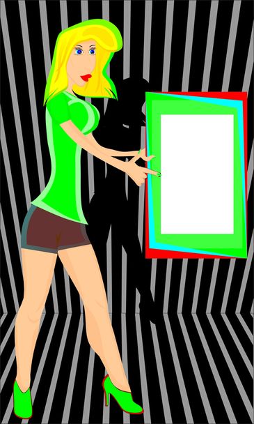 Femme montre panneau d'affichage
 - Vecteur, image