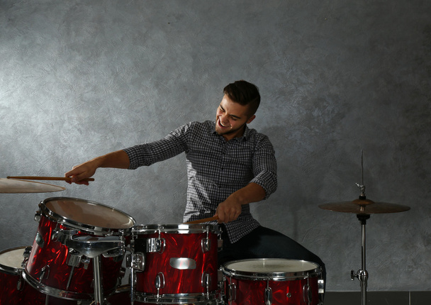 Musician playing drums - Фото, зображення