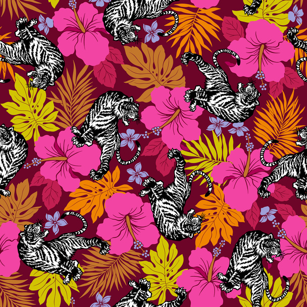 Hibiscus tiger pattern - Vetor, Imagem