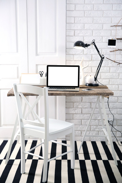 Modern monochrome style workplace - Foto, afbeelding
