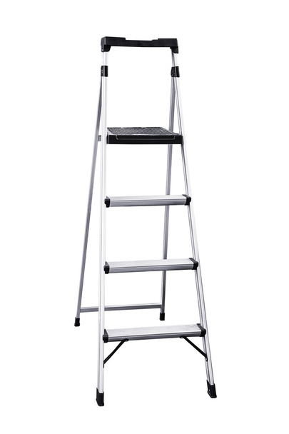Aluminum ladder isolated. - Photo, Image