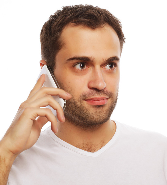 man in shirt speaking on the phone - Zdjęcie, obraz