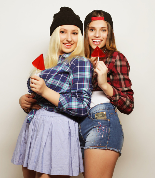 two young pretty hipster girls - Photo, image