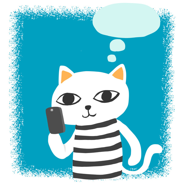Cat talk to smartphone - Vector, afbeelding