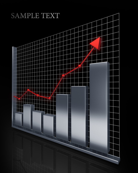Business Growth Silver Bars 3D - Фото, зображення