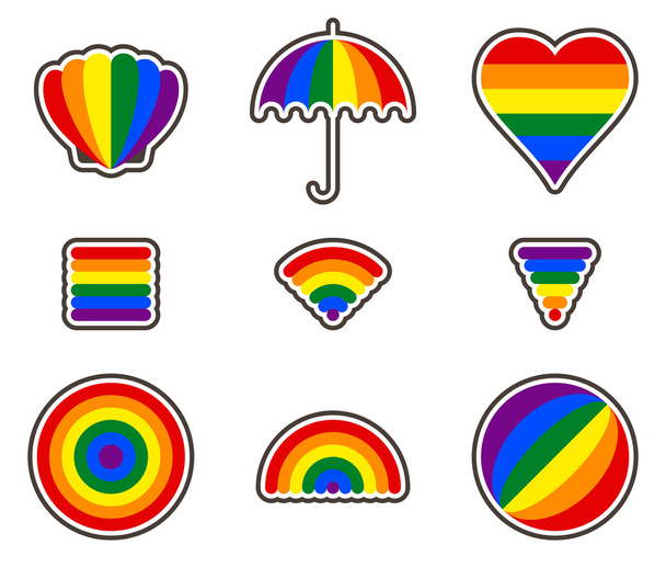 arco iris gay orgullo conjunto de pegatinas
 - Vector, Imagen