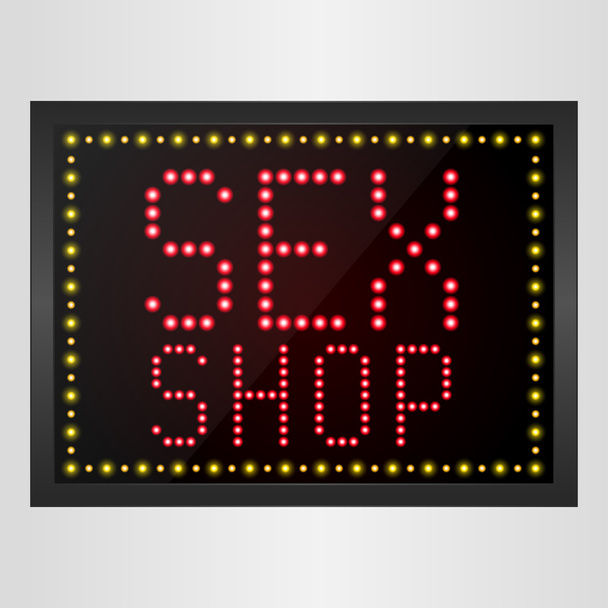 Shining retro light banner Sex Shop Sign - Vector, Image
