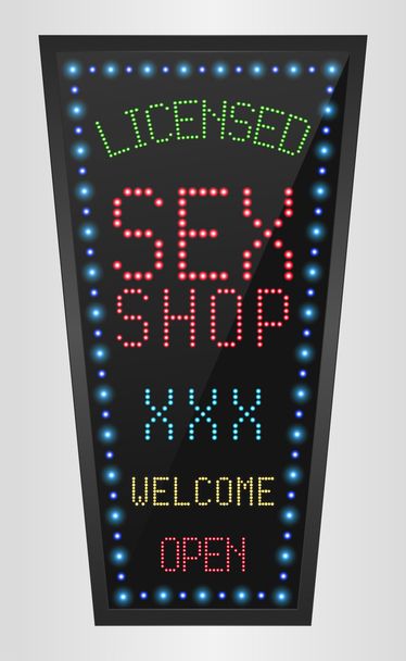Zářící retro světelný nápis licencované Sex Shop - Vektor, obrázek
