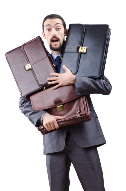Businessman with briefcase on white - Foto, Imagem