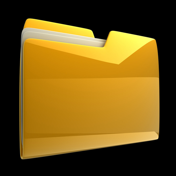 Yellow folder icon isolated on black background High resolution 3D - Fotoğraf, Görsel