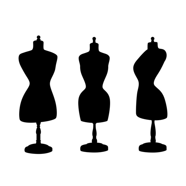 Vintage mannequins. Vector silhouettes. - ベクター画像