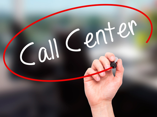 Man Hand writing Call Center with black marker on visual screen. - Photo, image