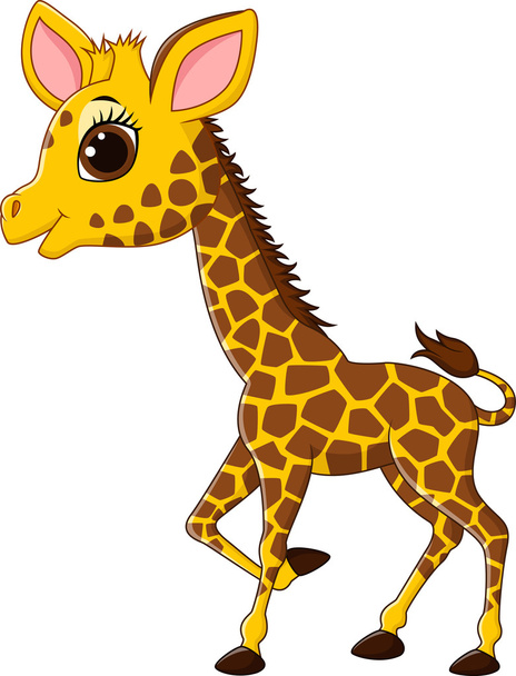 Adorable giraffe character isolated on white background - Vektör, Görsel
