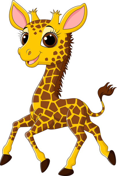 Cute giraffe running isolated on white background - Vector, Imagen