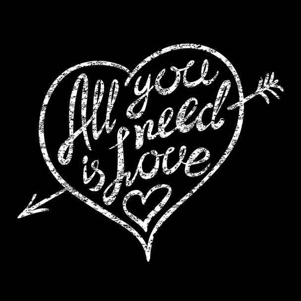 Vintage 'All you need is love' hand written lettering apparel t-shirt design - Vektör, Görsel