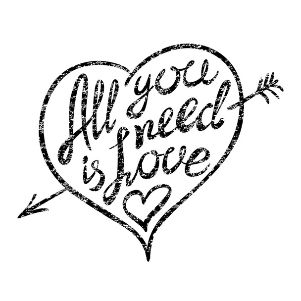 Vintage 'All you need is love' hand written lettering apparel t-shirt design - Vektör, Görsel