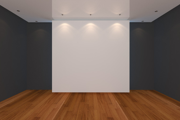 Empty room black wall and wood floor - Photo, Image
