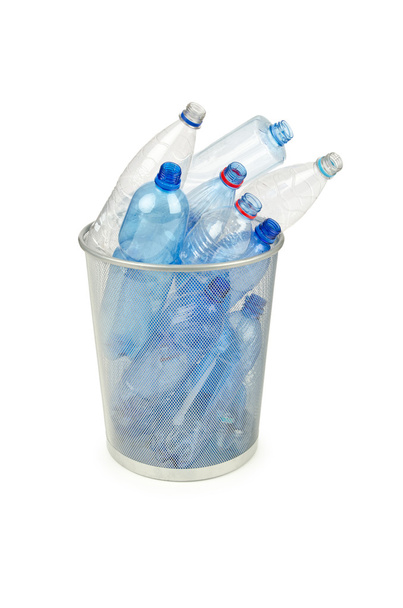 白空のプラスチック水ボトル - 写真・画像