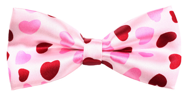 愛の赤いハートのピンク髪蝶ネクタイ - 写真・画像