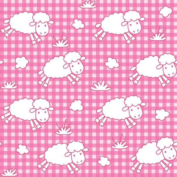 Naadloze patroon met grappige sheeps en wolken - Vector, afbeelding