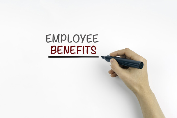 Hand met marker schrijven: Employee Benefits - Foto, afbeelding