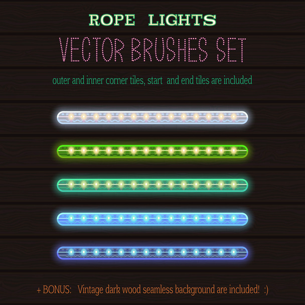 LED Rope Lights style vector pattern brushes set - Vector, Image