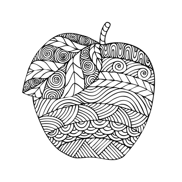 Adult coloring book page design with the image of an apple - Vecteur, image