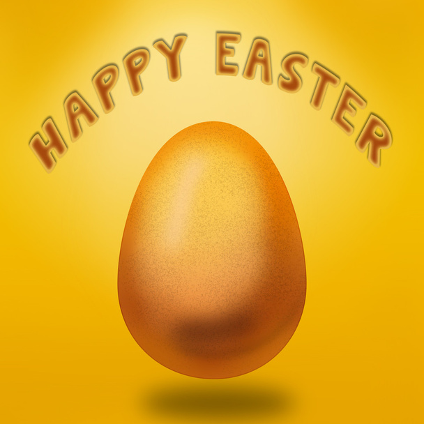 Ilustração de Páscoa com ovo flutuando no ar e assinatura festiva
 - Foto, Imagem