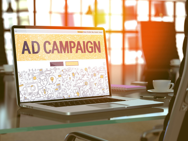 Ad Campaign Concept on Laptop Screen. - Fotografie, Obrázek
