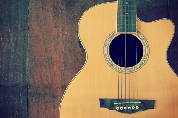 acoustic l guitar with strings  - Photo, Image