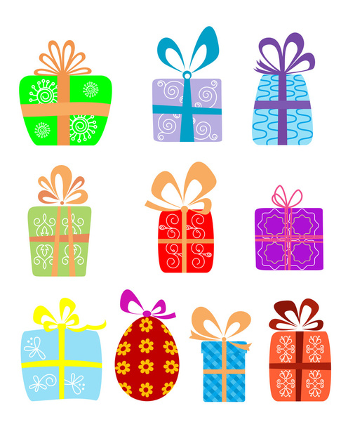Holiday gifts with ribbons - Vektor, kép