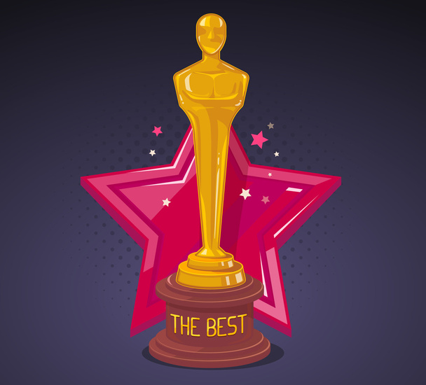 Illustration vectorielle du prix du cinéma jaune avec une grande étoile rouge sur
  - Vecteur, image