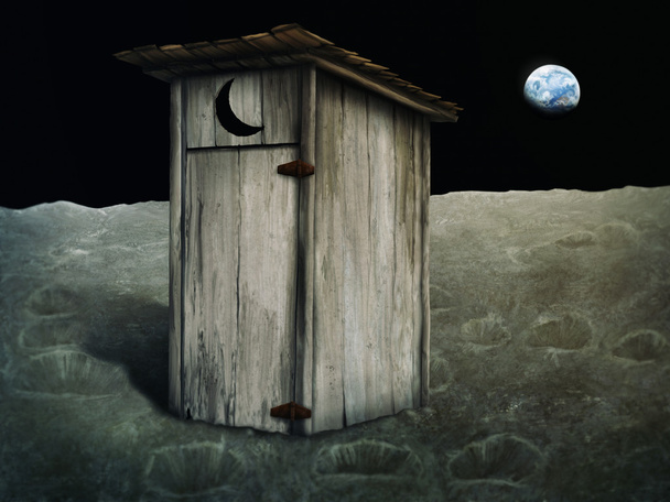 Moon On The Outhouse - Digital Painting - Photo, Image