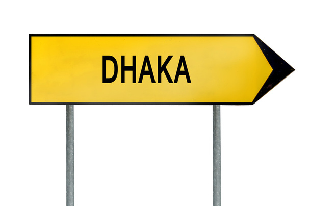 Yellow street concept sign Dhaka isolated on white - Foto, Imagen