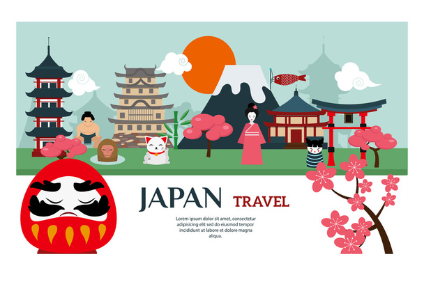 Japan Meilenstein Reisevektorposter - Vektor, Bild