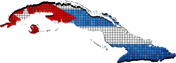Mapa de Cuba con bandera dentro
 - Vector, Imagen