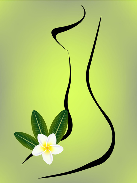Female body with flower plumeria frangipani. - Vektor, kép