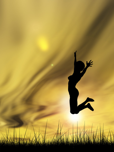Jeune femme sautant - Photo, image