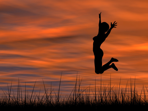 Genç Kadın Zıplıyor - Fotoğraf, Görsel