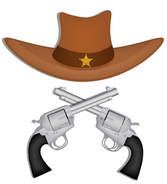 sheriff, revolver, Western, law - Vektor, obrázek