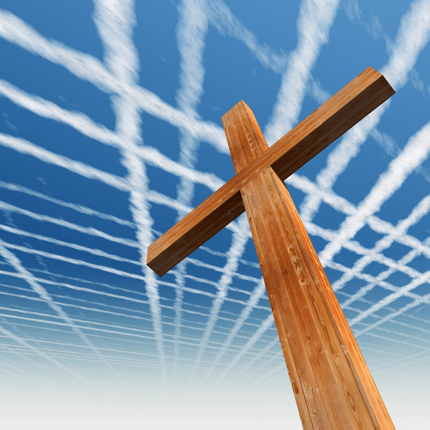 conceptuele houten kruis - Foto, afbeelding