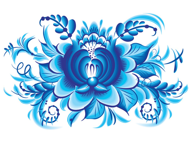 Blue flower in gzhel style - Vector, afbeelding