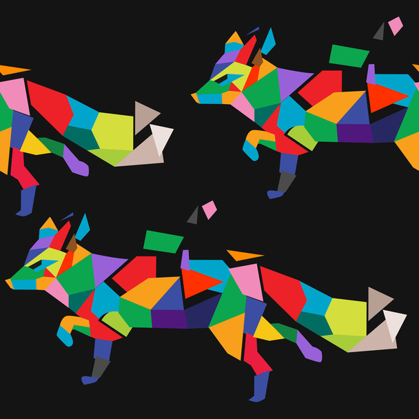 Cute polygon  foxes - Wektor, obraz
