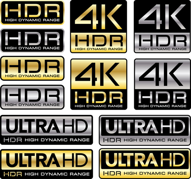 4K ja Ultra HD logot HDR mainita
 - Vektori, kuva