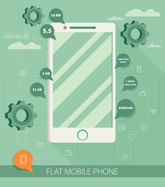 flat icon of phone. - Vector, imagen