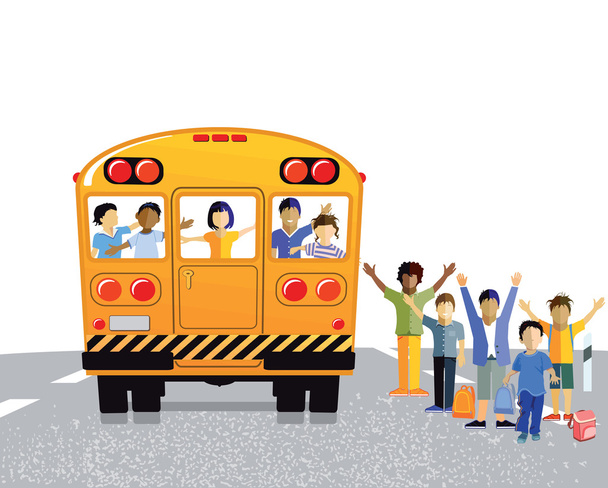 Bus scolaire avec écoliers
 - Vecteur, image