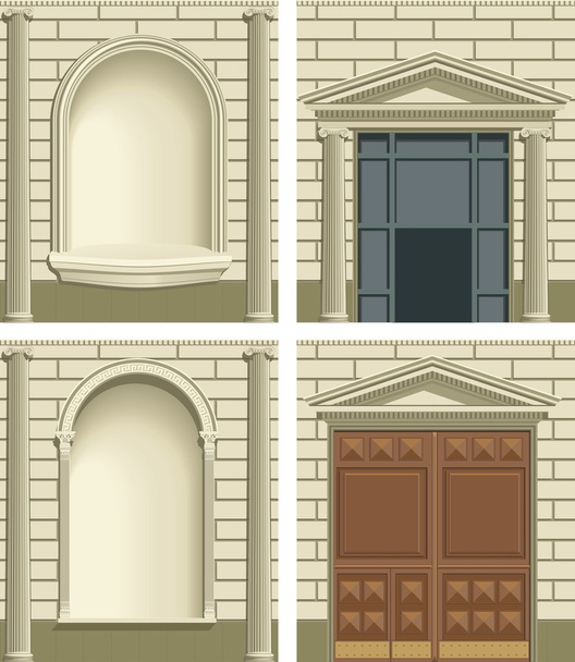 Elementos de fachada exterior clásicos
 - Vector, Imagen